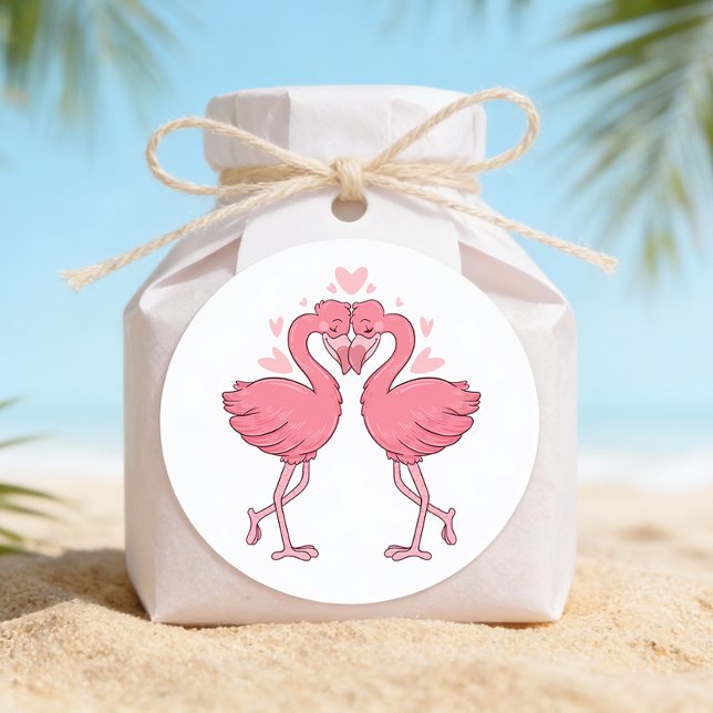 Adesivo Pink Flamingo Tropical Hawaiian Beach Wedding (Criador carregado)