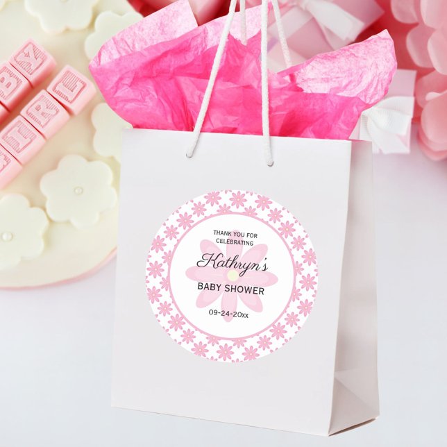 Adesivo Pink Floral Baby Shower  (Criador carregado)