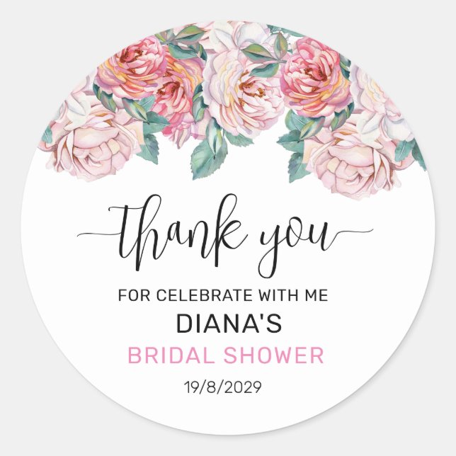 Adesivo Pink Floral Bridal Shower (Frente)