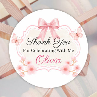 Adesivo Pink Floral Butterfly Birthday | Personalized