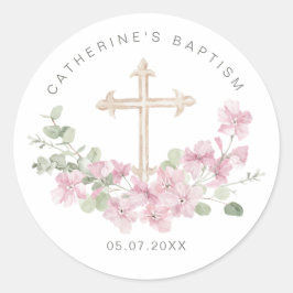 Adesivo Pink Floral Eucalyptus Cross Baptism