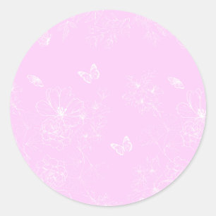 Adesivo Pink Floral Minimalista Padrão Moderno Abstrato