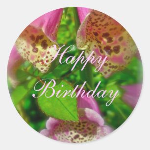 Adesivo Pink Foxglove Happy Birday Sticker