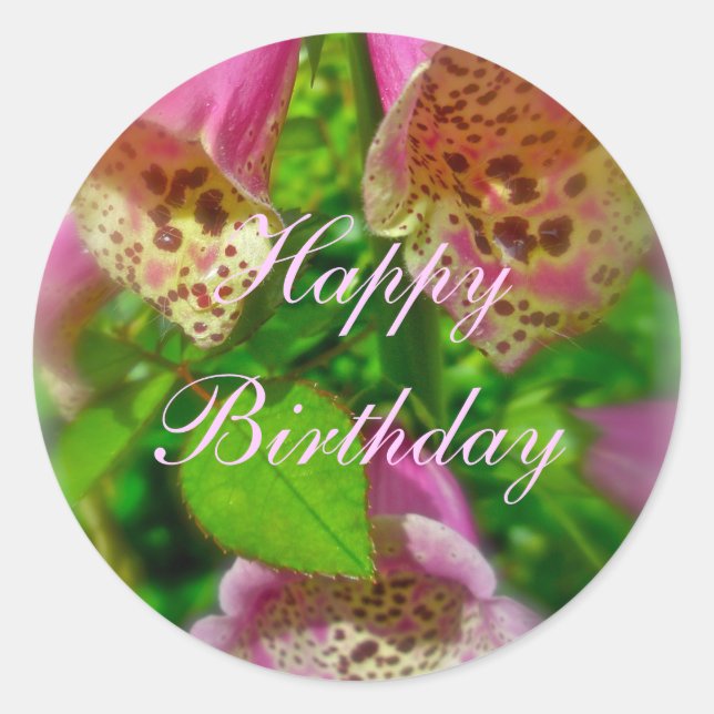 Adesivo Pink Foxglove Happy Birday Sticker (Frente)
