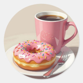 Adesivo Pink Frosted Donut and Coffee