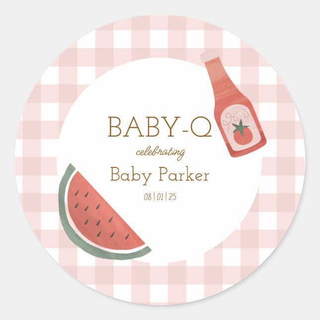 Adesivo Pink Gingham Baby-Q Sticker (Frente)