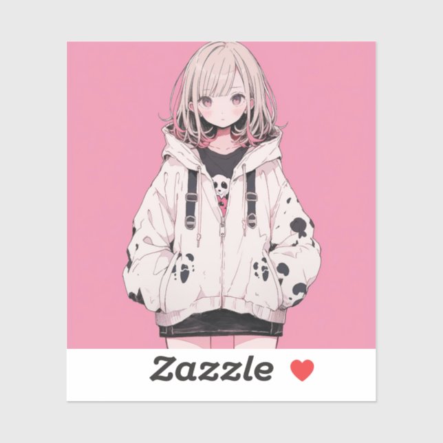 Adesivo Pink Girl | 東京娘 GenerartiveAI シール (Folha)