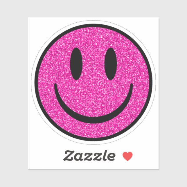 Adesivo Pink Glitter Smile Face Custom-Cut Vinyl Stickers (Folha)