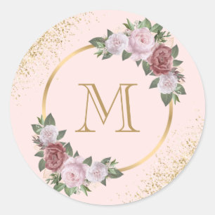 Adesivo Pink Gold Monograma Confete Floral
