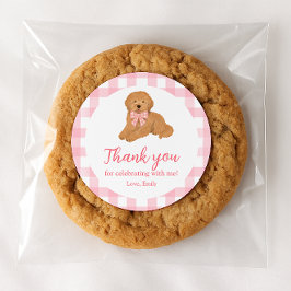 Adesivo Pink Golden Doodle Birthday Thank You Favor