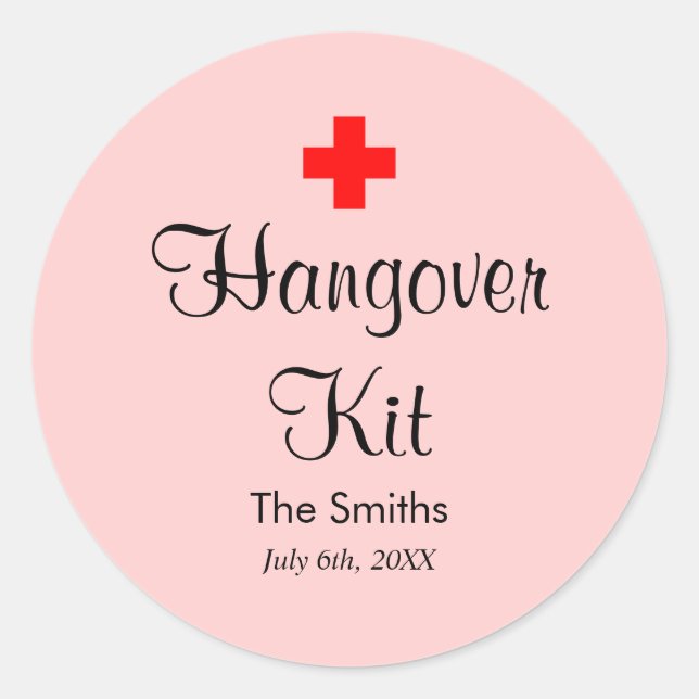 Adesivo Pink Hangover Kit Modern Wedn Favor Sticker (Frente)