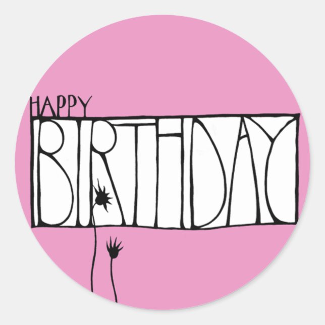 Adesivo Pink Happy Birthday Sticker (Frente)