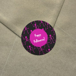 Adesivo Pink Happy Halloween Dançando Skeletons Padrão