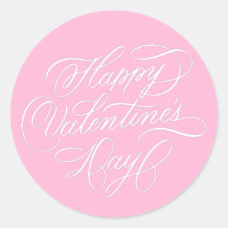 Adesivo Pink Happy Valentines Day Elegant Calligraphy