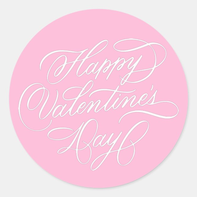 Adesivo Pink Happy Valentines Day Elegant Calligraphy  (Frente)