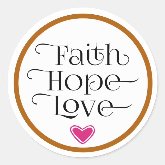 Adesivo Pink Heart Faith Hope Love Sticker (Frente)