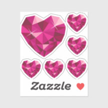 Pink Heart Gemstone Custom-Cut Vinyl Sticker