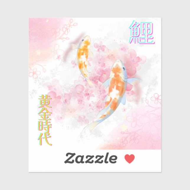 Adesivo  Pink Koi Climbing the Waterfall – Minimalist JP (Folha)