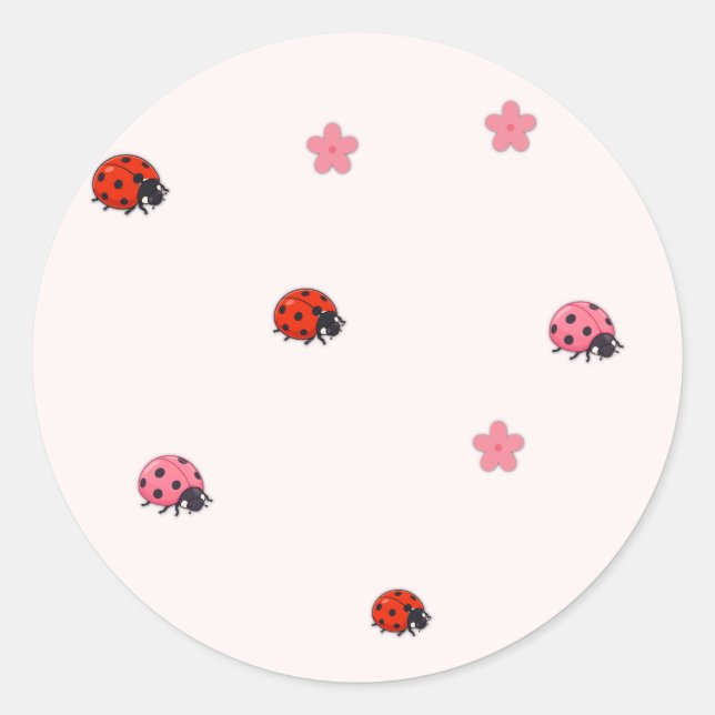 Adesivo Pink Ladybug Garden Pattern Sticker (Frente)