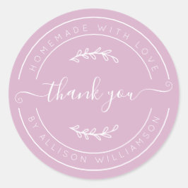 Adesivo Pink Lavender Homemade Thank You Label