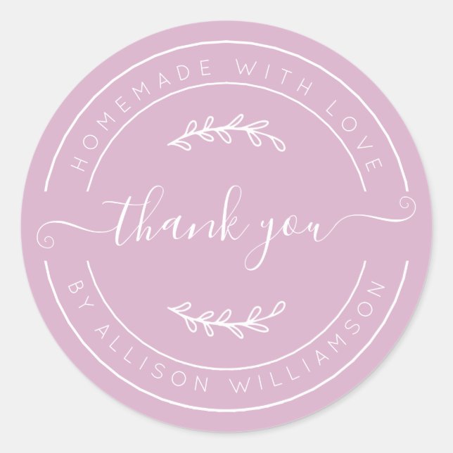 Adesivo Pink Lavender Homemade Thank You Label (Frente)