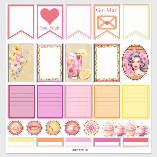Adesivo Pink Lemonade Set 3 Planner Stickers (Folha)