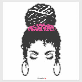 Adesivo Pink Leopard Messy Bun Sticker – 2–14" Vinyl Stick