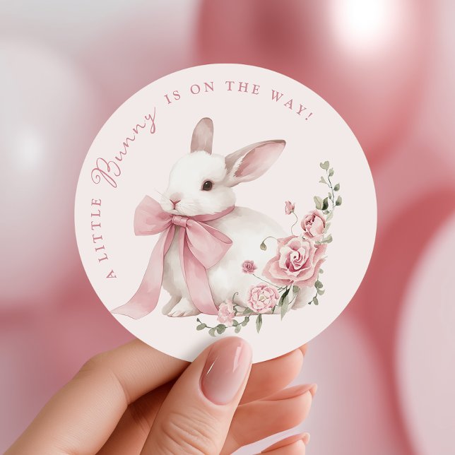 Adesivo Pink Little Bunny Baby Shower Stickers (Criador carregado)