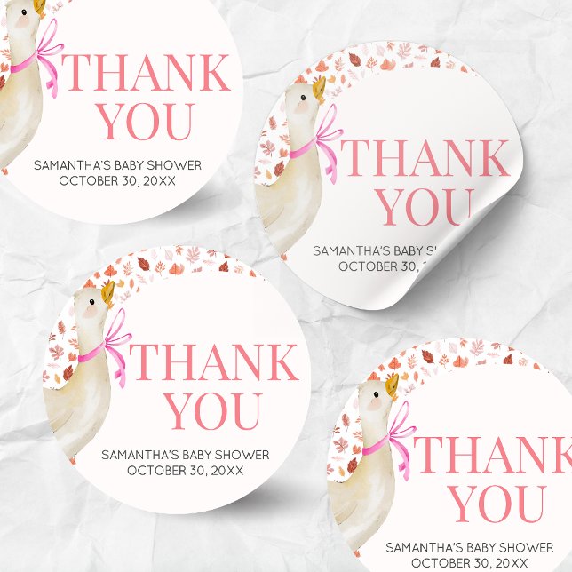 Adesivo Pink Little Silly Goose Baby Shower (Little Silly Goose Baby Shower Round Sticker)