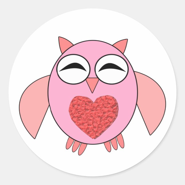 Adesivo Pink Love Heart Owl Stickers (Frente)