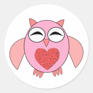 Adesivo Pink Love Heart Owl Stickers