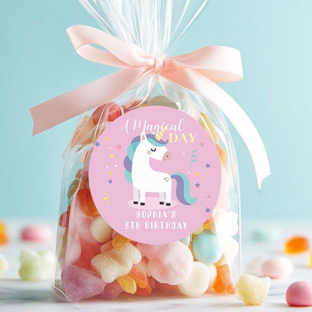 Adesivo Pink Magical Unicorn Party (Criador carregado)