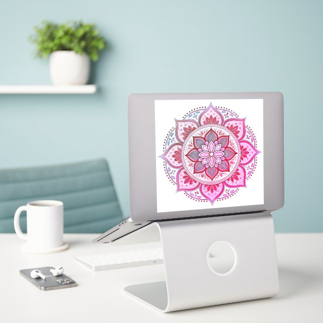 Adesivo Pink mandala vinyl sticker (Laptop na mesa)