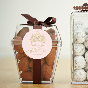 Adesivo Pink Mis Quince Anos Dourado Tiara Elegante