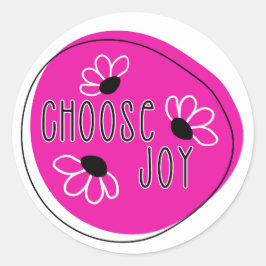 Adesivo Pink Moderno e Black Choose Joy Round Sticker