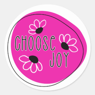 Adesivo Pink Moderno e Black Choose Joy Round Sticker