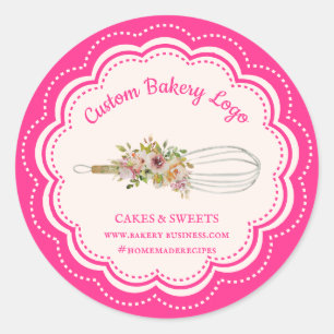 Adesivo Pink Neon Chic Whisk Flor Loja de Padaria