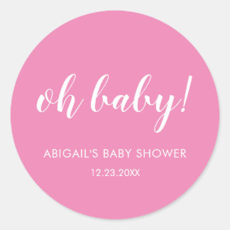 Adesivo Pink Oh Baby Chá de fraldas Classic Round Sticker