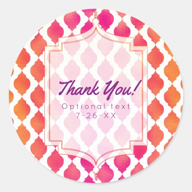 Adesivo Pink & Orange Arabian Glam Party Favor (Frente)