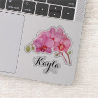Pink Orchid Blossoms Com Seu Nome Vinil