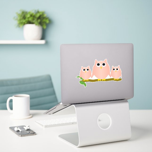 Adesivo Pink Owls Design (Laptop na mesa)