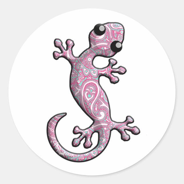Adesivo Pink Paisley Gecko Lizard (Frente)