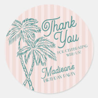 Pink Palm Primavera Pastel Beach Favor de Aniversá