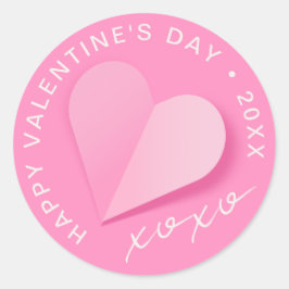 Adesivo Pink Paper Heart XOXO Happy Valentine's Day Love