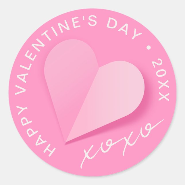 Adesivo Pink Paper Heart XOXO Happy Valentine's Day Love (Frente)