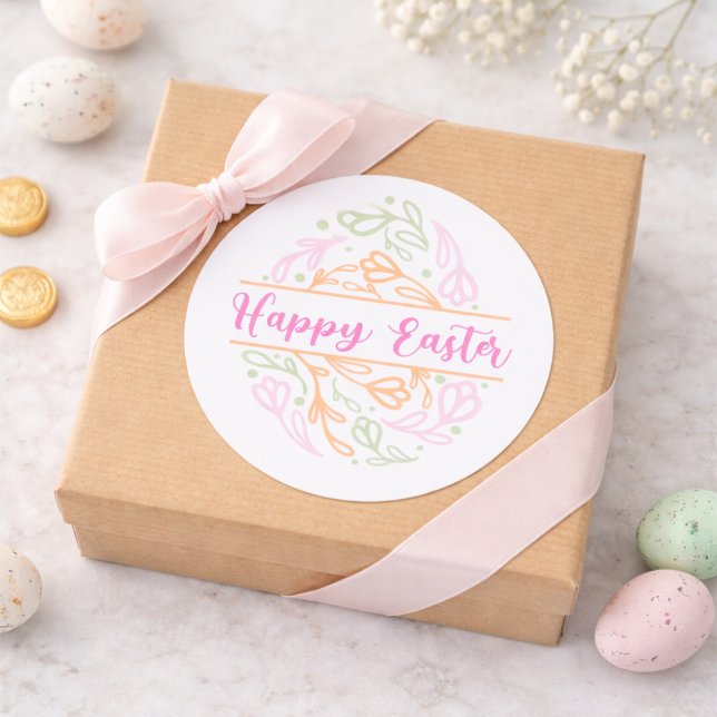 Adesivo Pink Pastel Floral Easter Egg Happy Easter Sticker (Criador carregado)