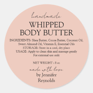 Adesivo Pink Pastel Handmade Body Butter Organic Classic