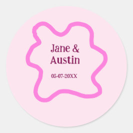 Adesivo Pink pastel retro wedding border frame name date