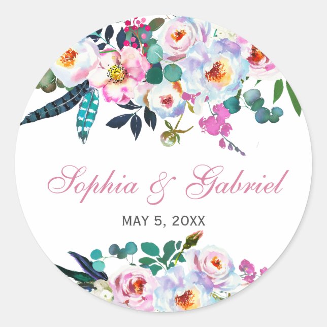 Adesivo Pink Peony Eucalyptus Floral Wedker Sticker (Frente)