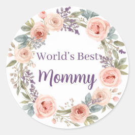 Adesivo Pink Peony Watercolor Floral Wreath Mother's Day